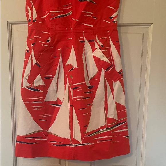 Anthropologie, Maeve —Sleeveless Tomato Red Sailboat Print Dress -Size 2 - Picture 3 of 11